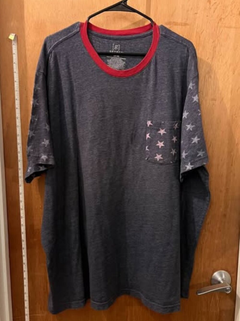 Size 3X(54/56) - George - Men's Patriotic Red and Blue Short Sleeve T-Shirt - W/
